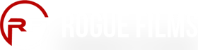 The image shows the Rogue Films logo with "RF" inside a partial red circle on the left and "Rogue Films" in bold white text to the right.